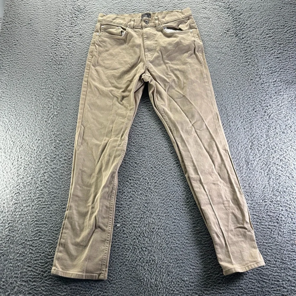 H&M Pant Mens 30x30‎ Brown Cotton Khakis Straight Leg Workwear Utility Stretch